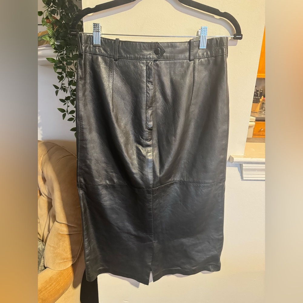Vintage Black Leather Skirt